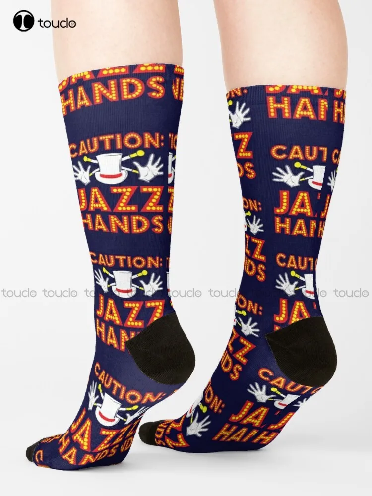 

Caution Jazz Hands Musical Theater Broadway Nerd Socks Funky Socks Unisex Adult Teen Youth Socks Hd High Quality Custom Gift Art