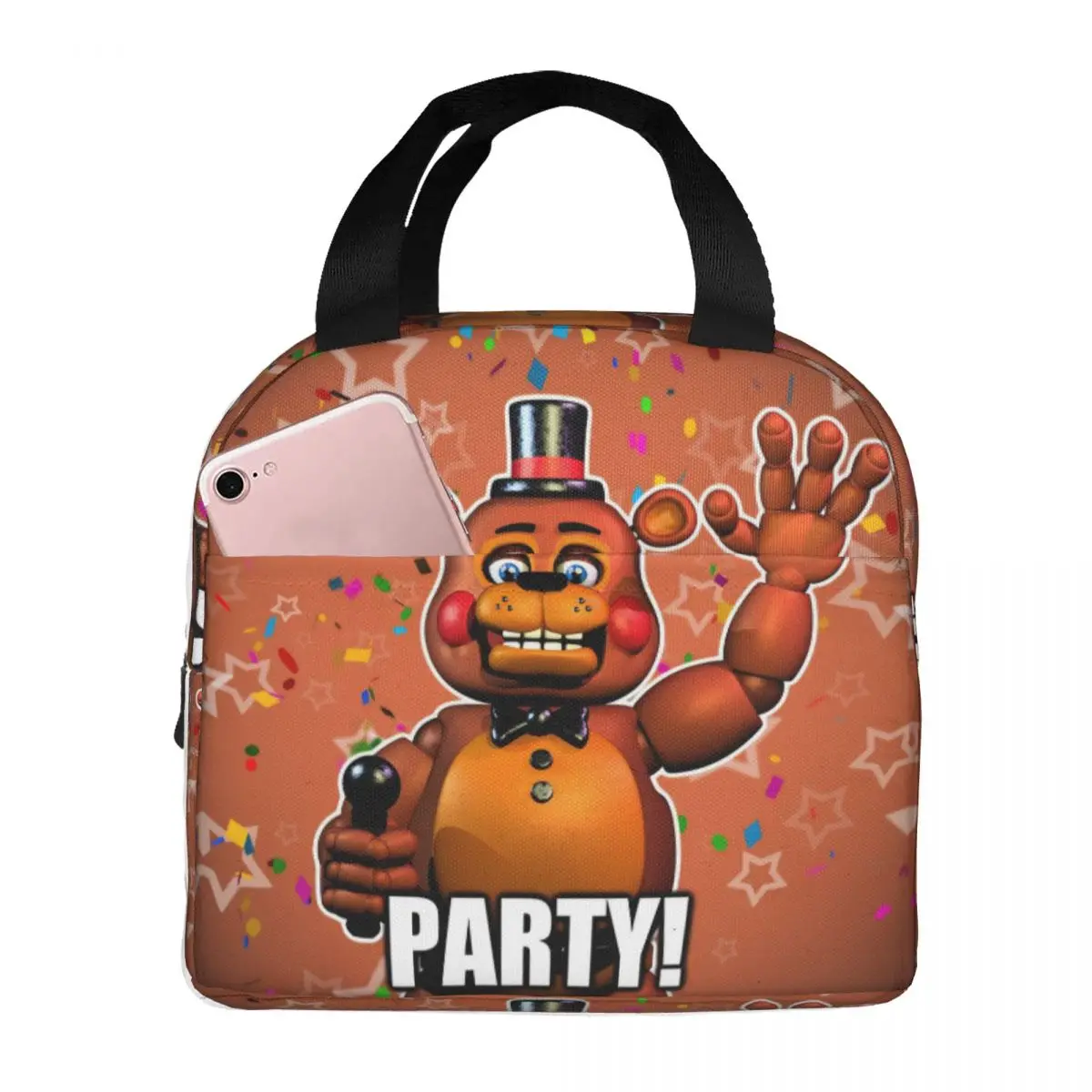 Фото FNAF At Freddys Merch Изолированная сумка для обеда для хранения пикника Коробки для еды Многоразовые термохолодильники Ланч-боксы №1