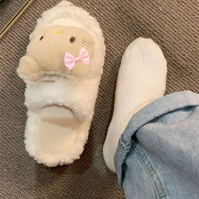 

Новые Симпатичные плюшевые хлопковые тапочки Sanrio Hello Kittys, аксессуары, милая мультяшная аниме антихолодная Уличная обувь, игрушки для девочек, подарок