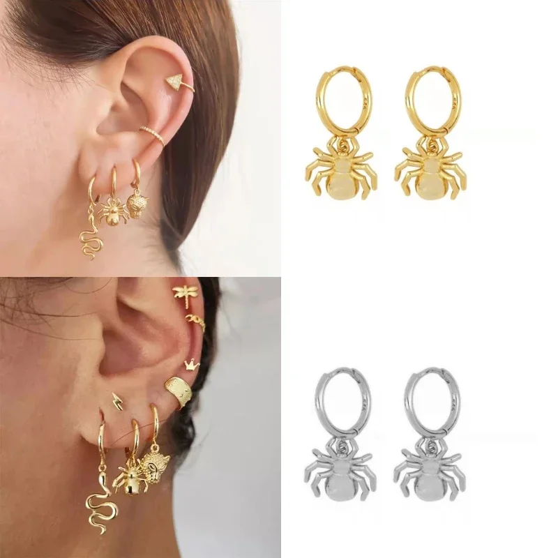 Серьги-подвески Женские глянцевые в виде паука