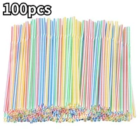 100 pcs 21cm colorful disposable plastic curved drinking straws wedding birthday party bar drink accessories bar accessories