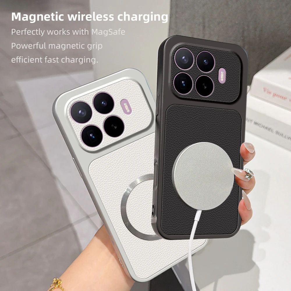 Фото Чехол для Xiaomi 17T Pro, роскошный кожаный матовый магнитный чехол из мягкого ТПУ для Xiaomi 17T Pro №3