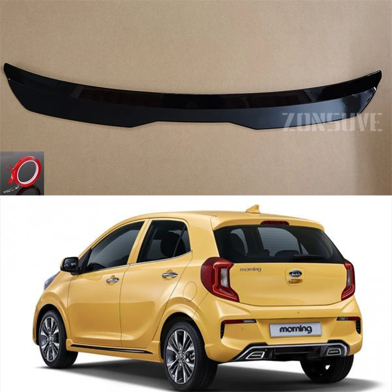 

Use For KIA Morning Picanto Roof Spoiler Carbon Fiber Look Accessories Body Kit Factory Style