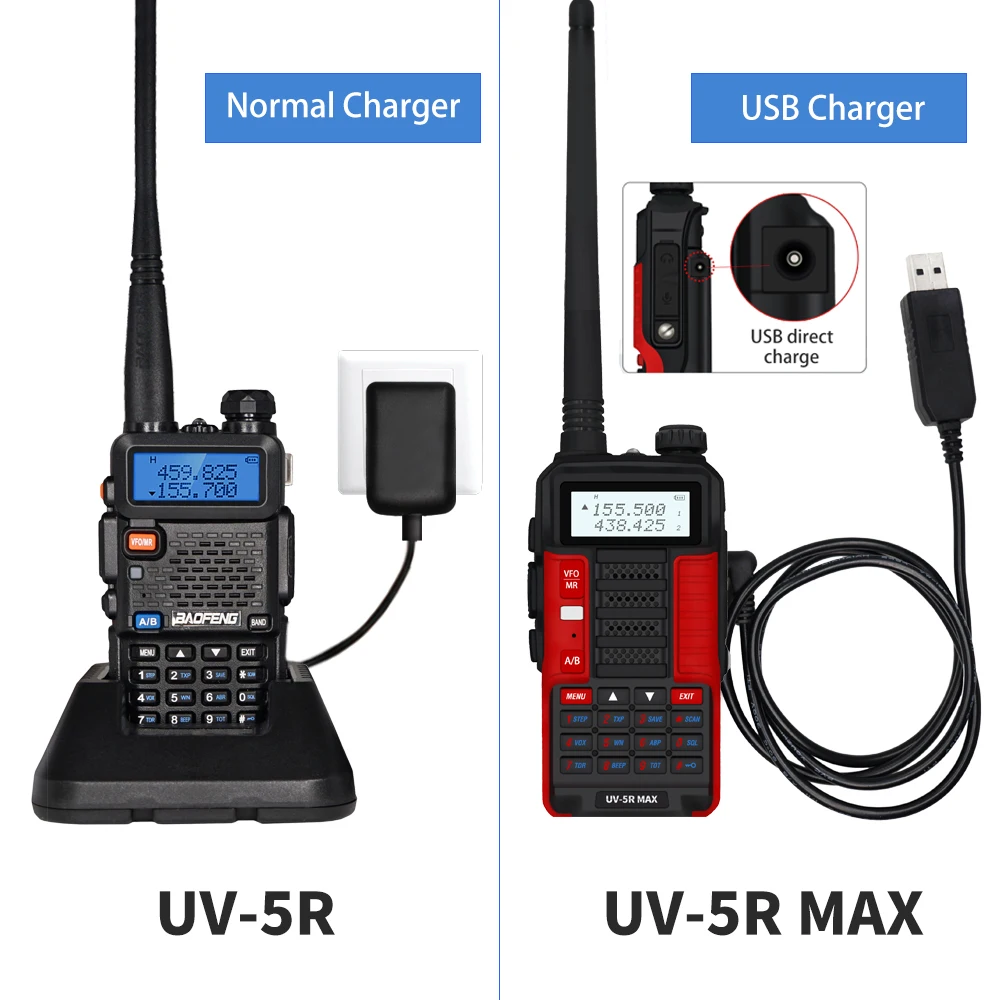 High Power 10W Baofeng UV-5R MAX Walkie Talkie uv5r max Two Way Radio USB Charging UV 5R Dual Band FM Transceiver 10KM Intercom