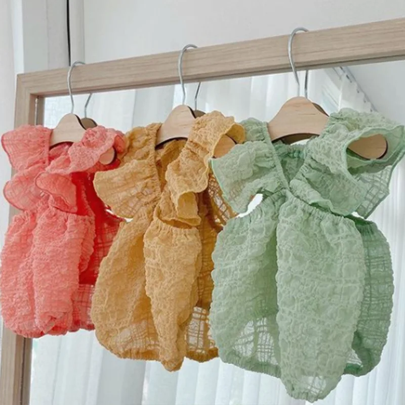 

Solid Dog Clothes Fly Sleeve Dresses Clothing for Dogs Small Super Pet Outfits Cute Spring Summer Green Girls Ropa Para Perro