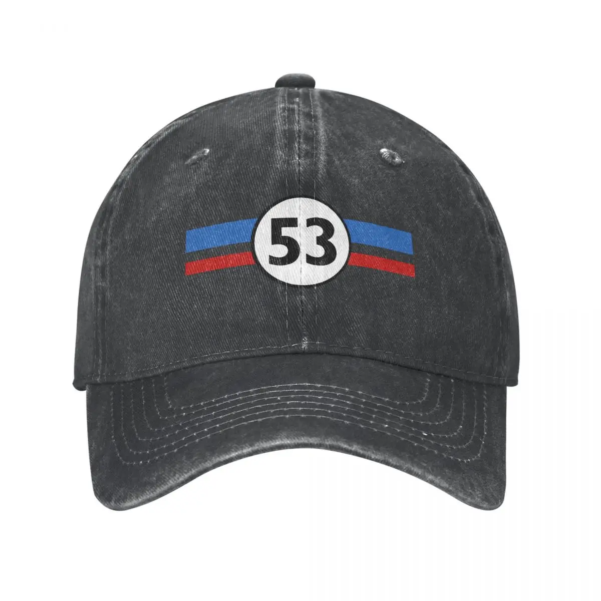

Herbie 53 Classic Racing Car 1963 Circle Logo Men Women Baseball Caps Distressed Washed Caps Hat Adjustable Fit Snapback Cap