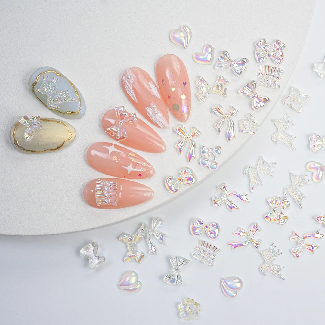 Aurora прозрачные бусины микс искусство медведь лук Flatback сердце Блестящие