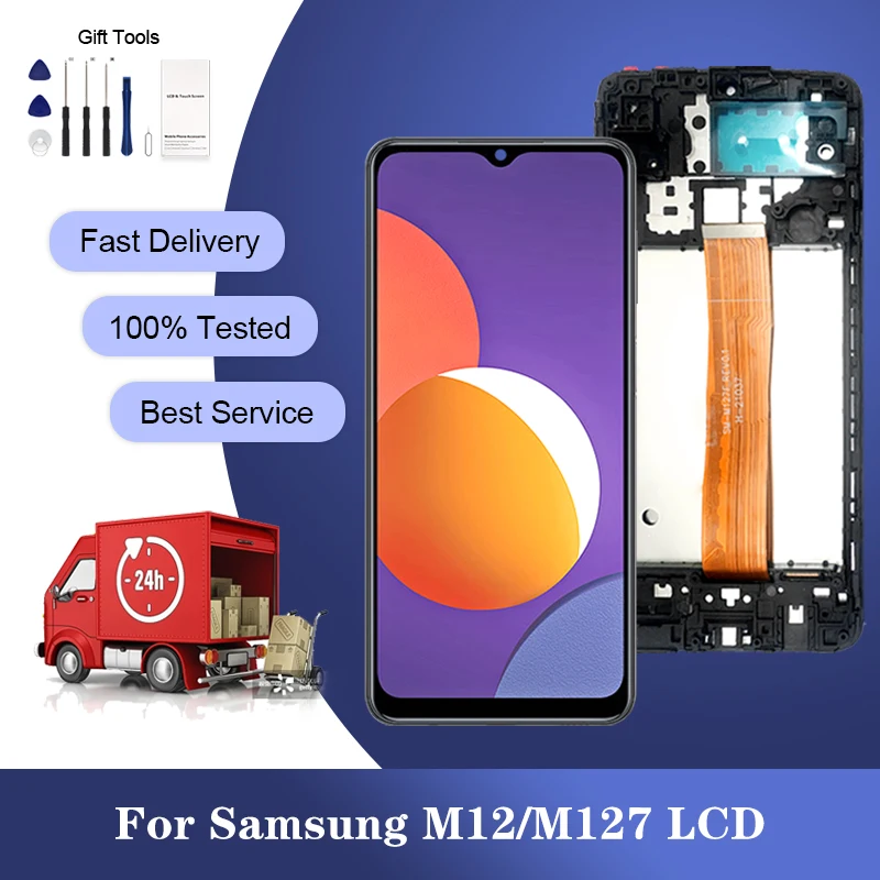 

6.5 Inch For Samsung Galaxy M12 LCD Touch Panel Screen Digitizer Assembly SM-M127FN/DS SM-M127F/DS M127 Display With Frame