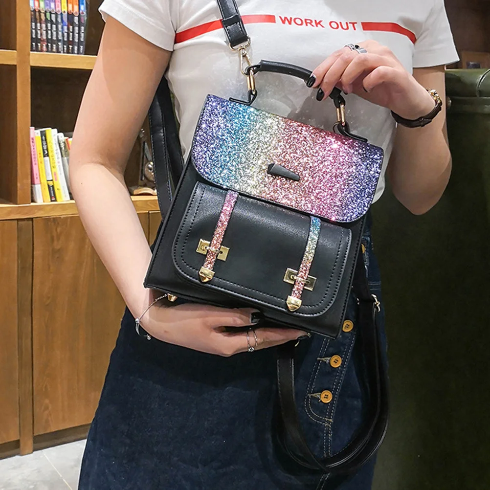 

Shining Sequin Backpack PU Shoulder Satchel Backpacks Casual Backpack Fashion Daypacks Purse for Lady Students ( Black )