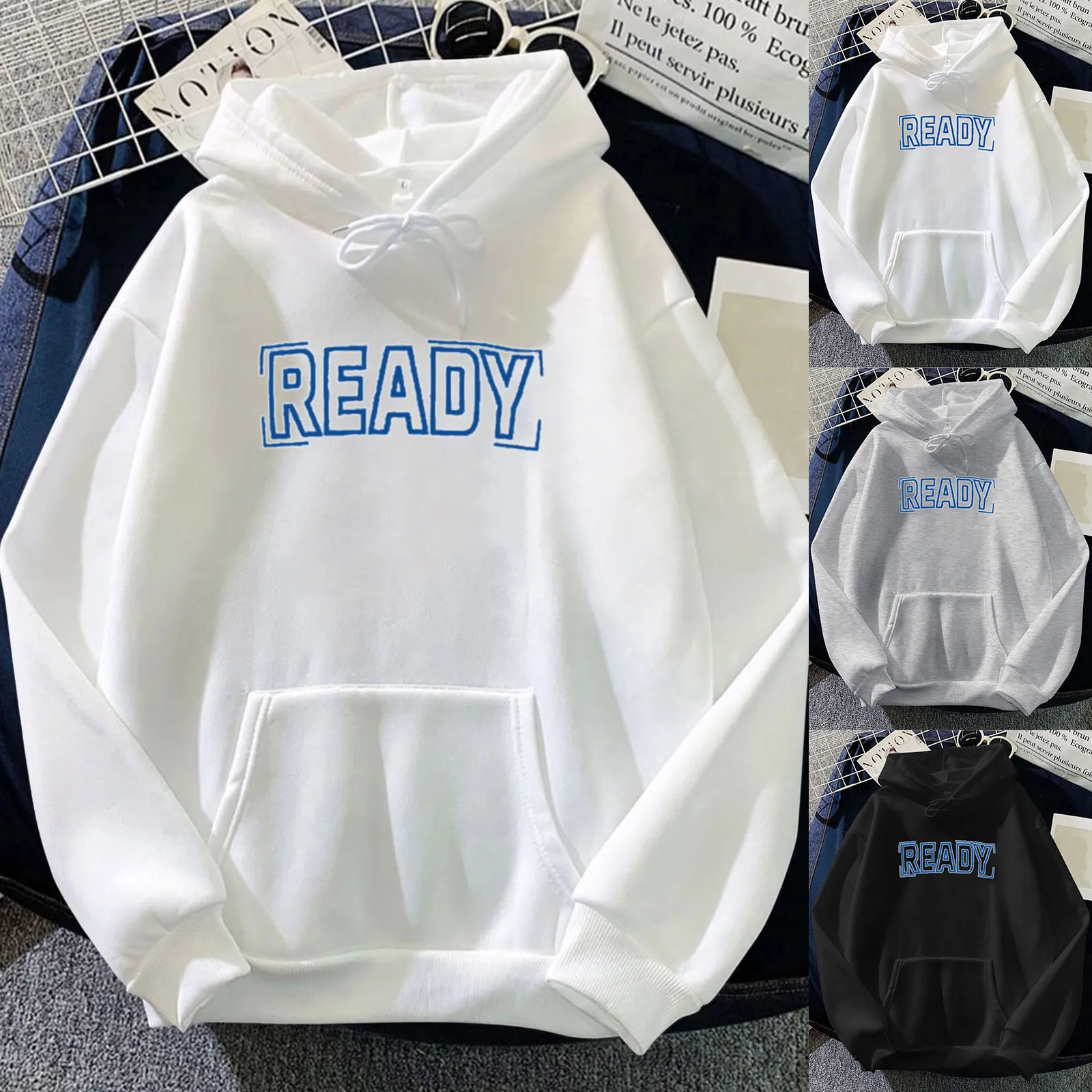 

Zip up Womens Sweatshirt Women Pullover Pocket Drawstring Hooded Long-Sleeves Letter Printed Sweater Women Size Medium Hoodie