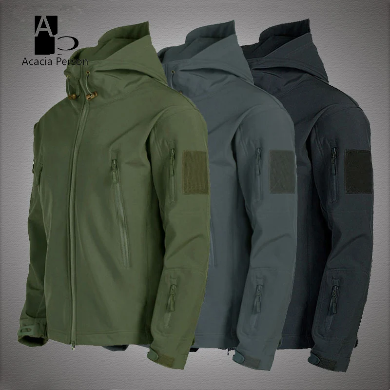 

Куртка мужская тактическая, ветрозащитная, водонепроницаемая, с капюшоном