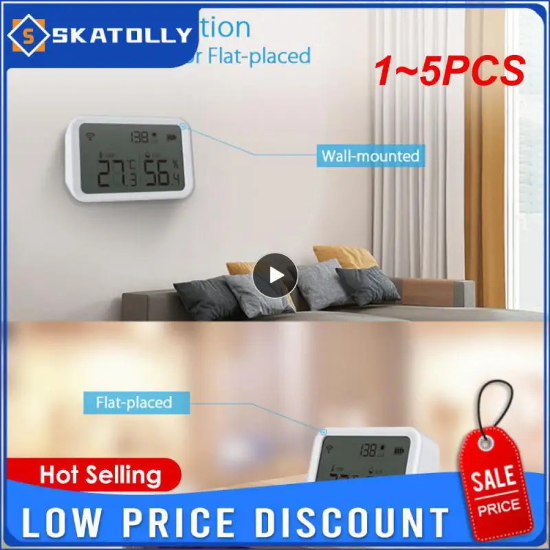 

Датчик влажности и температуры Tuya Wi-Fi Zigbee, комнатный гигрометр-термометр с ЖК-экраном, работает от 1 до 5 шт.