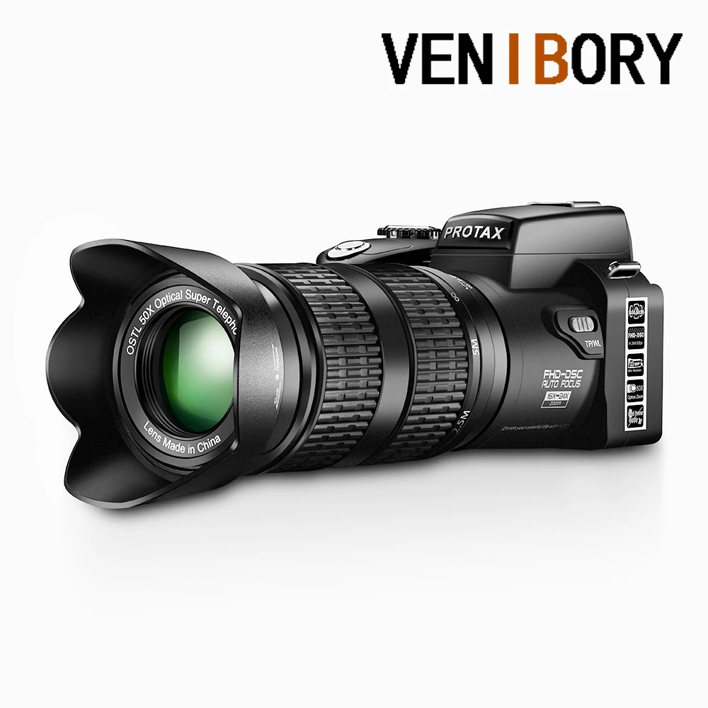 

VENIBORY HD Digital Camera PROTAX D7100 33Million Pixel Auto Professional SLR Video Camera 24X Optical Zoom Three Lens