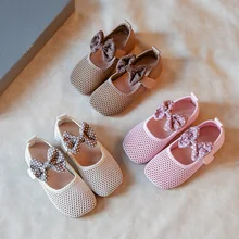 Summer Brand Baby Girls Casual Shoes Girls Bow Princess Shoes For Toddlers Hollow Soft Sole Kids Fla