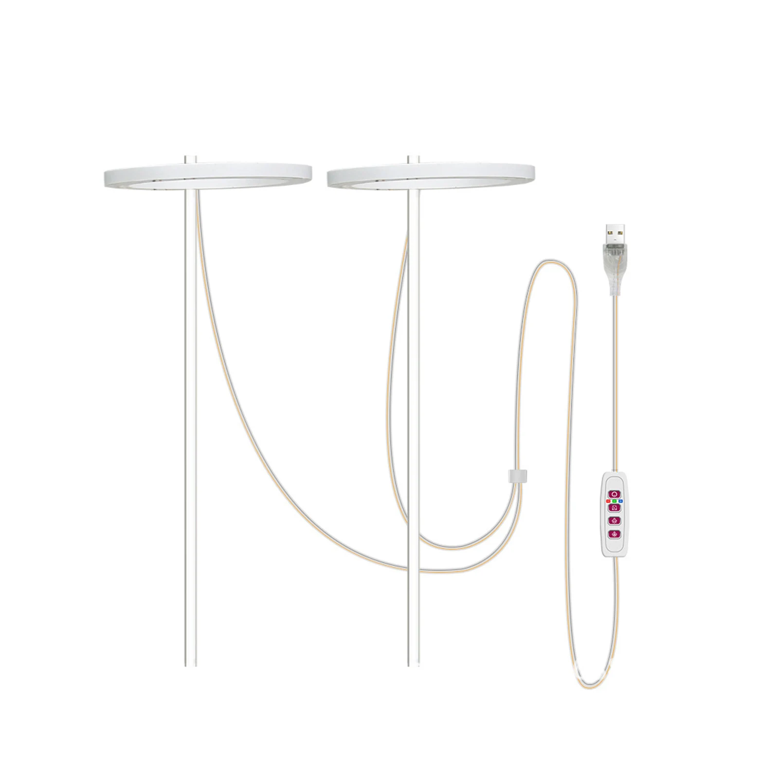 

Adjustable Ring Indoor Outdoor LED Lamp Full Double Head Plant Grow Light Auto Blooming Acrylic Supporter Timing Switch