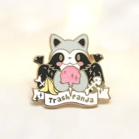 cute cartoon trash panda hard enamel pins kawaii animal badge lapel pin brooch for jewelry accessory