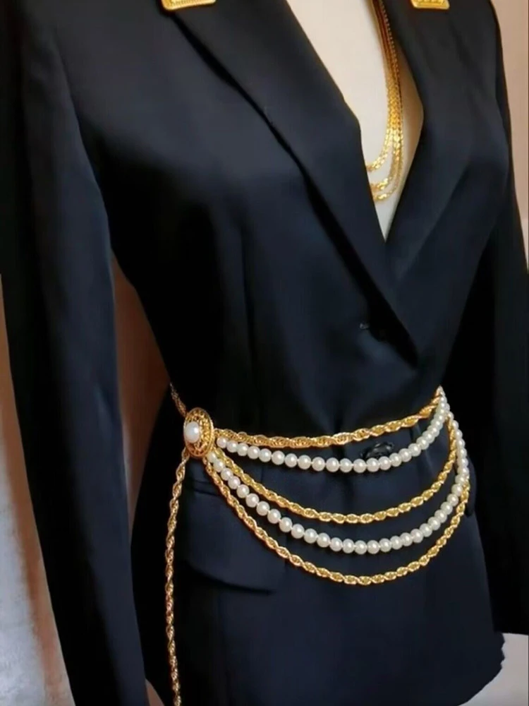 

Vintage Baroque Pearl Multi-layer Fashion Waist Chain Belts for Women