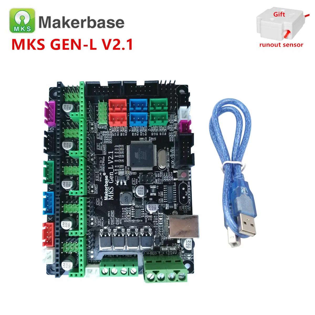 Makerbase-panel de control de impresora 3D MKS GEN L V2.1, placa base diy, piezas de arranque, compatible con a4988, drv8825, tmc2209, tmc2208, tmc2130