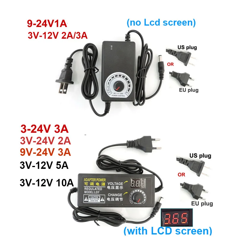 

220 В до 12 В 24 в 12 24 В AC DC Регулируемый источник питания 3 в 5 в 6 в 9 в 12 В 15 в 18 в 24 В 1A 2A 5A 10A AC/DC Импульсный адаптер зарядное устройство