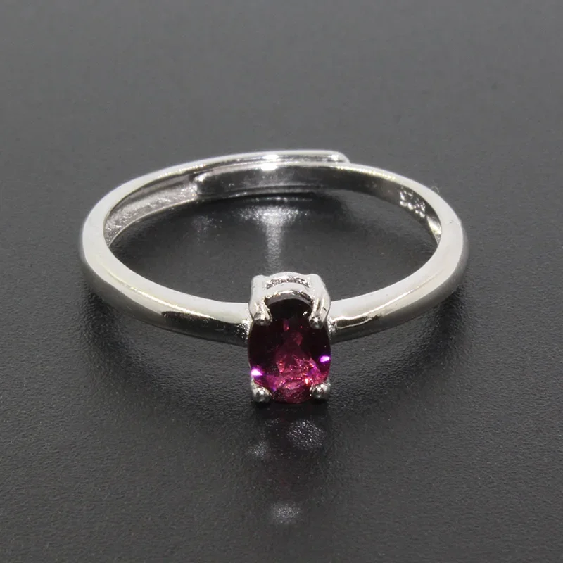 Простое кольцо для помолвки с красным турмалином овальной огранки 0 4 карата из