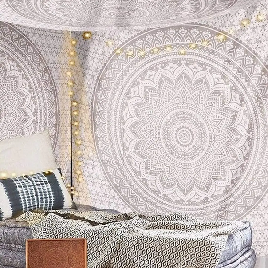 Wall Tapestry for Bedroom Aesthetic Hippie Boho Indie Bohemian Mandala India Decor |
