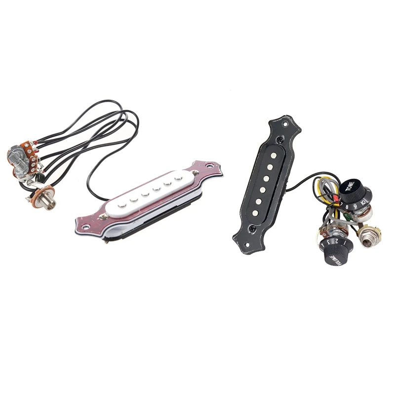 

MI0301 Prewired Guitar Sound Hole Pickup Wiring Harness For 4 & 6 String Cigar Box, Black & Single Coil Magnetic Acoustic Guitar