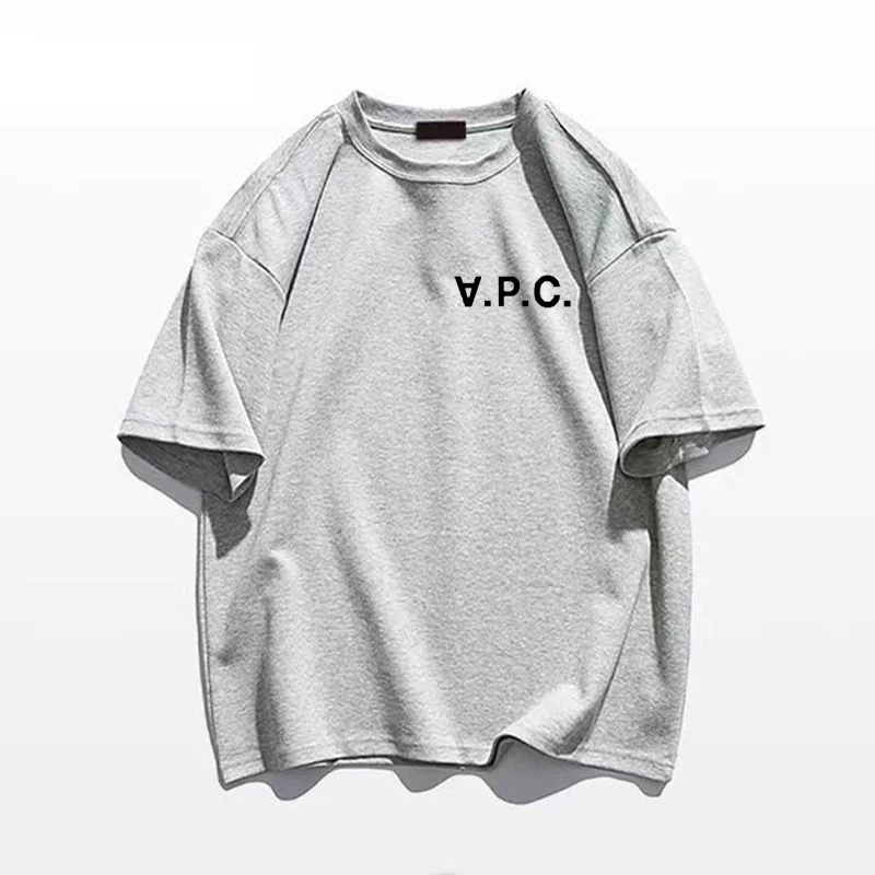 

Новинка 2023, мужская и женская футболка из 100% хлопка, футболка с буквенным принтом APC, роскошная брендовая футболка оверсайз, ограниченное количество, круглые модные футболки