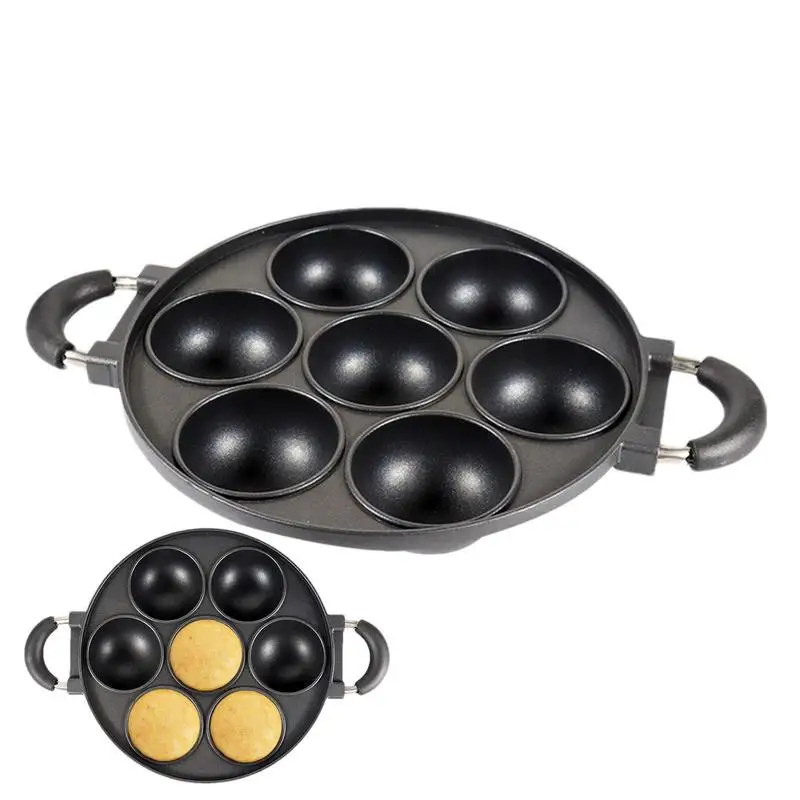 

Biscuit Pan Cast Iron Non-Stick 7-Cavity Mini Fluted Tube Baking Pan Pre-Seasoned Cast Iron Skillet For Baking Biscuits Muffins