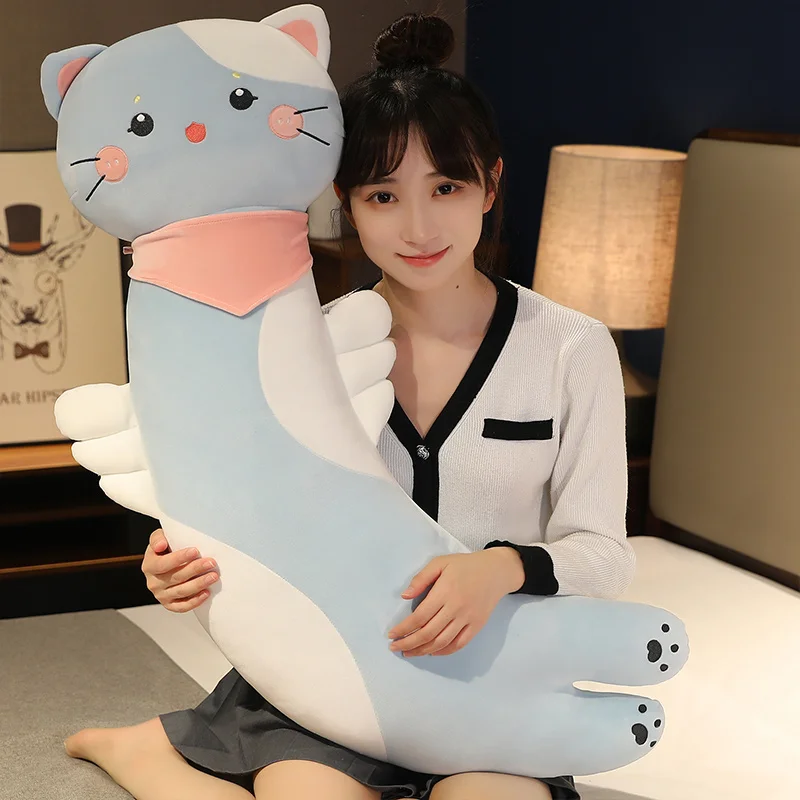 

110/140 см Новая изогнутая форма, кошка, плюшевые игрушки, милая детская подушка для сна, мягкая набивка для подруги, подарки на день рождения
