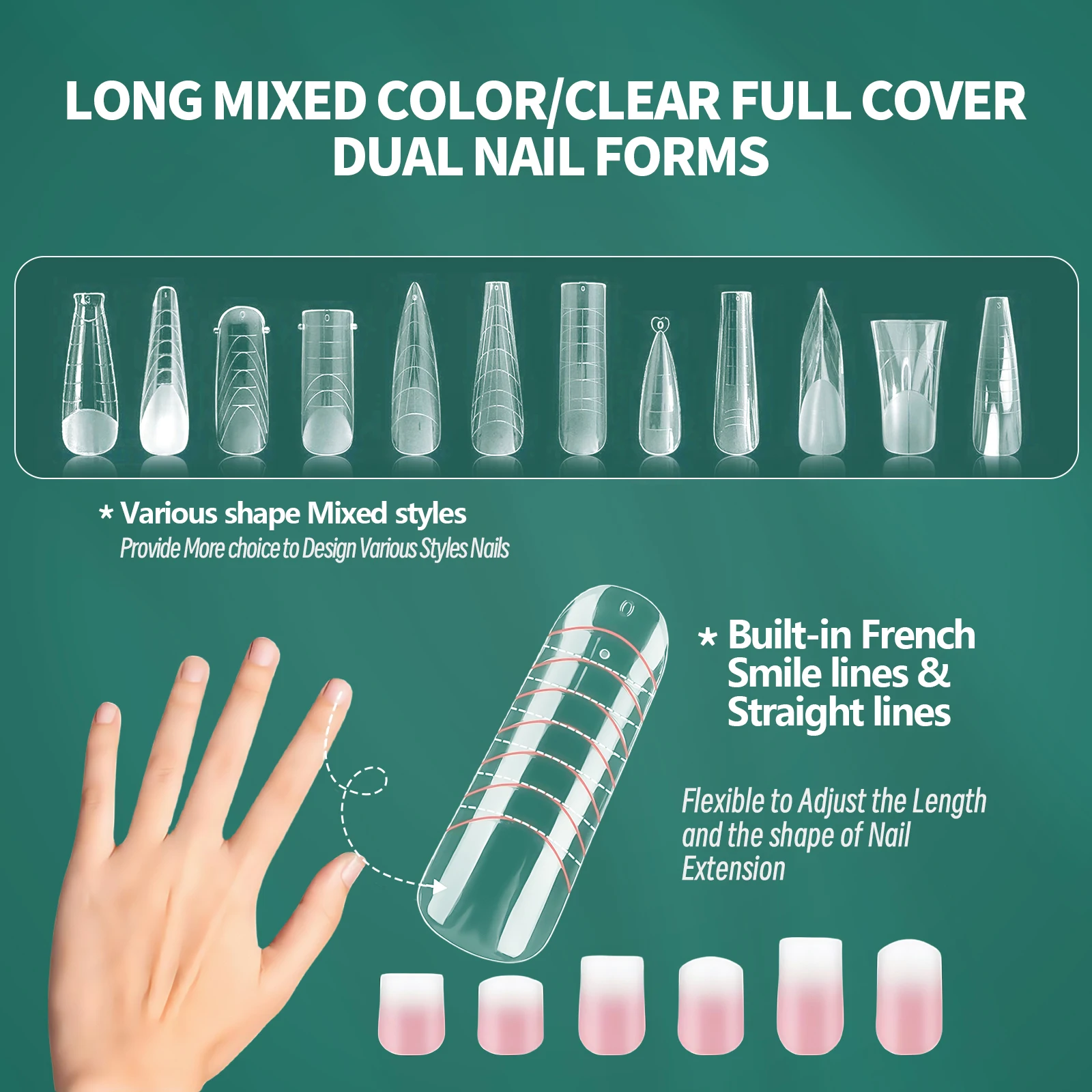 Фото Nailpop Color Nail Dual Forms Set Полные формы для ногтей для многоразовых кончиков ногтей Формы для наращивания ногтей Акриловые двойные формы для ногтей №3