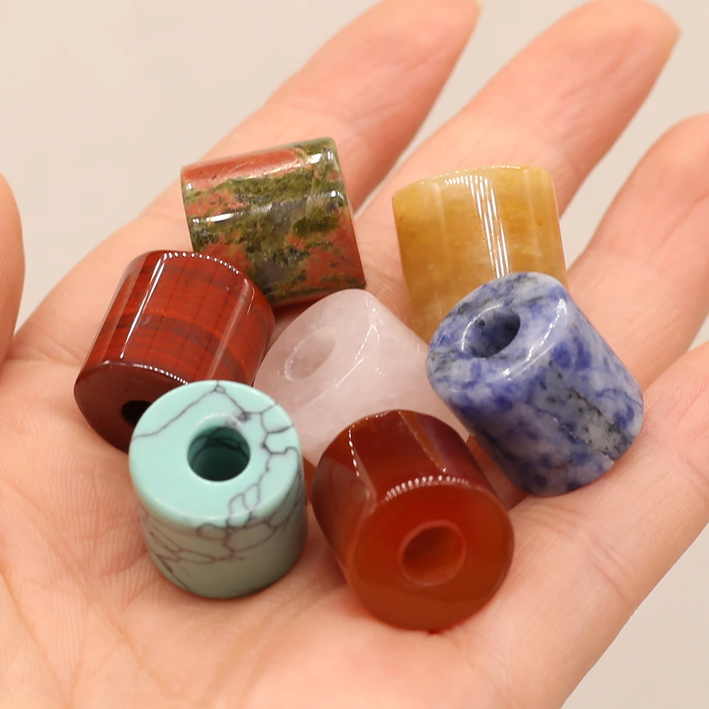 

Natural Stone Gem Cylindrical Large Hole Bead Handmade Crafts DIY Necklace Bracelet Earring Jewelry Accessories Gift Making 16mm