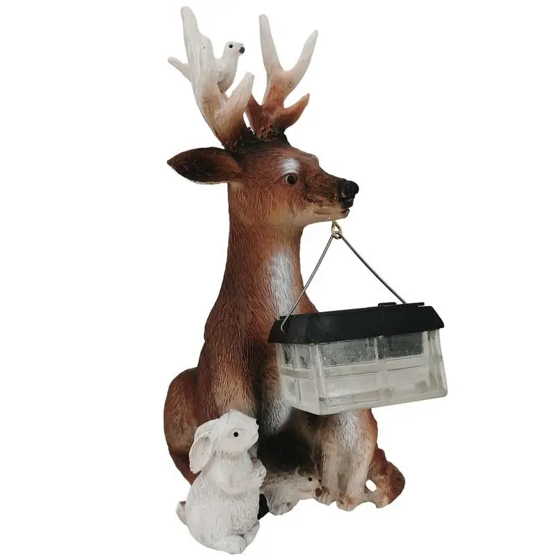 

Solar Resin Decor Outdoor Resin Solar Powered Deer Statue Solar Deer Rabbit Hedgehog Wolf Resin Ornament For Garden Home Hotel