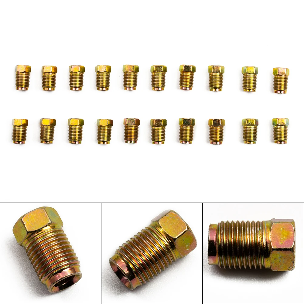 

Brake Line Fittings Nuts Zinc Coated 20 Piece Brake Line Fittings Set For 3/16 Copper Brake Pipe Metric Inverted Flares