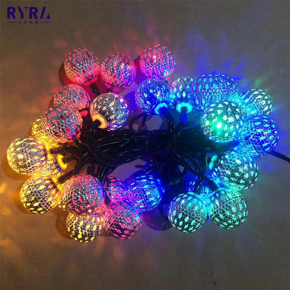 

Ажурная гирлянда с марокканскими шариками, сказочные огни, 20/30/50 светодиодов, марокканские ажурные шарики, декоративная лампа, светодиодный...