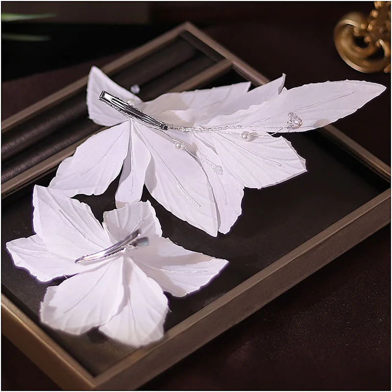 Белый атласный зажим в виде лепестков цветов на боку для невесты Свадебные