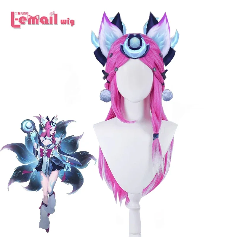 Парик L-email из синтетических волос LOL Snow Moon Ahri парик для косплея Nine Tailed Demon Fox длиной