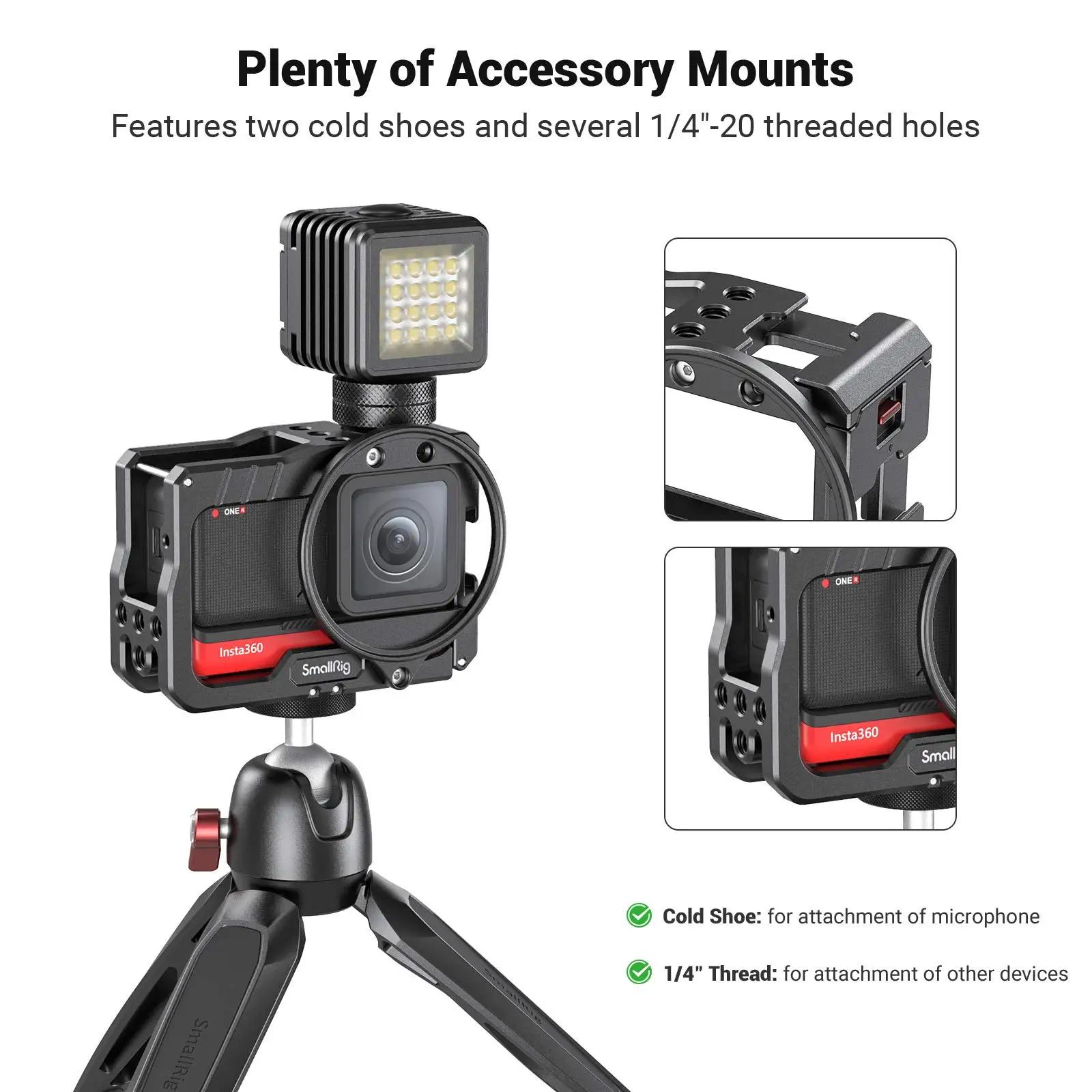 SmallRig Vlog Cage and 52mm Filter Adapter for Insta360 ONE R 4K Edition Camera Video Shooting Tripod Vlooging Support 2901 | Электроника