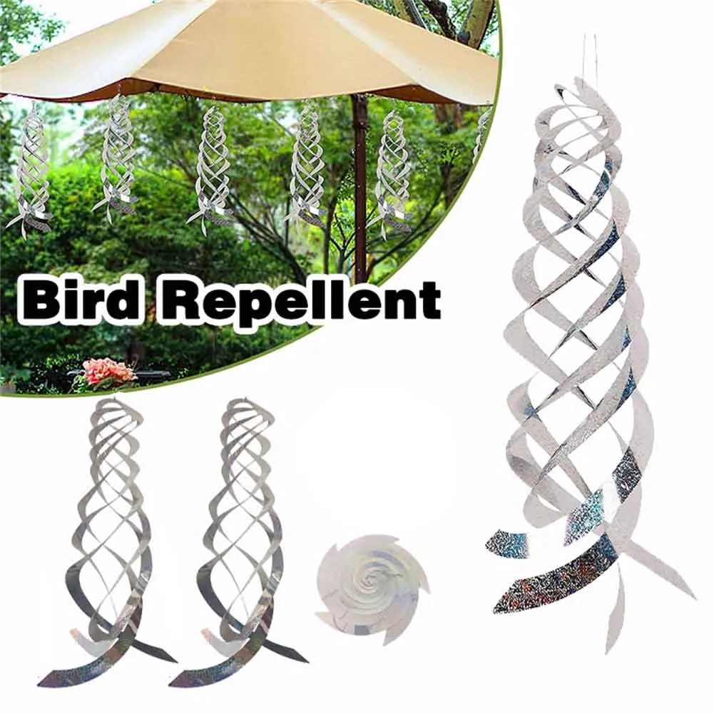 

Bird Repellent Rotating Reflective Rod Spiral Reflectors Sparrow Scare Tool Silver Polyester Film Spiral Reflector Non-toxic