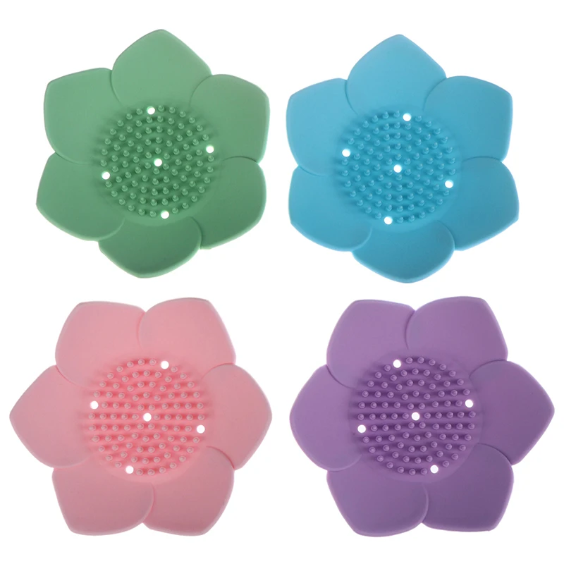 

1pc Silicone Draining Soap Dish Soap Box Plate Lotus Shape Holder Portable Soap Dishes anti-skid soap tray Bathroom Accessories