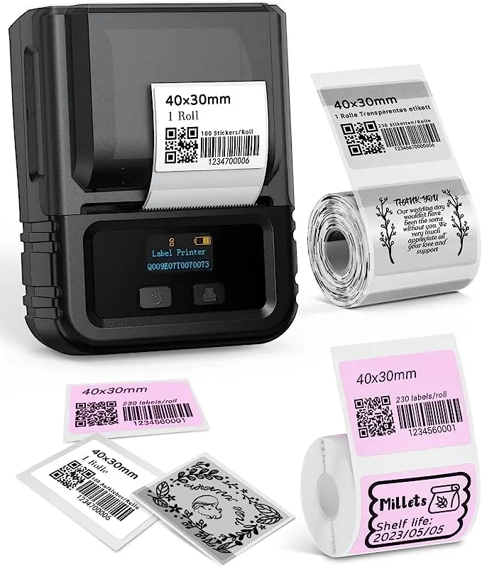 

Phomemo M120 Label Maker- Barcode Printer Bluetooth Thermal Label Maker Machine 2 Inch 50mm Barcode Label Printer for Retail