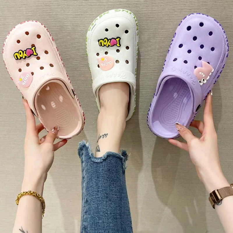 

Новинка лета 2022, Симпатичные дизайнерские шлепанцы с закрытой головой, Нескользящие, женские ботинки