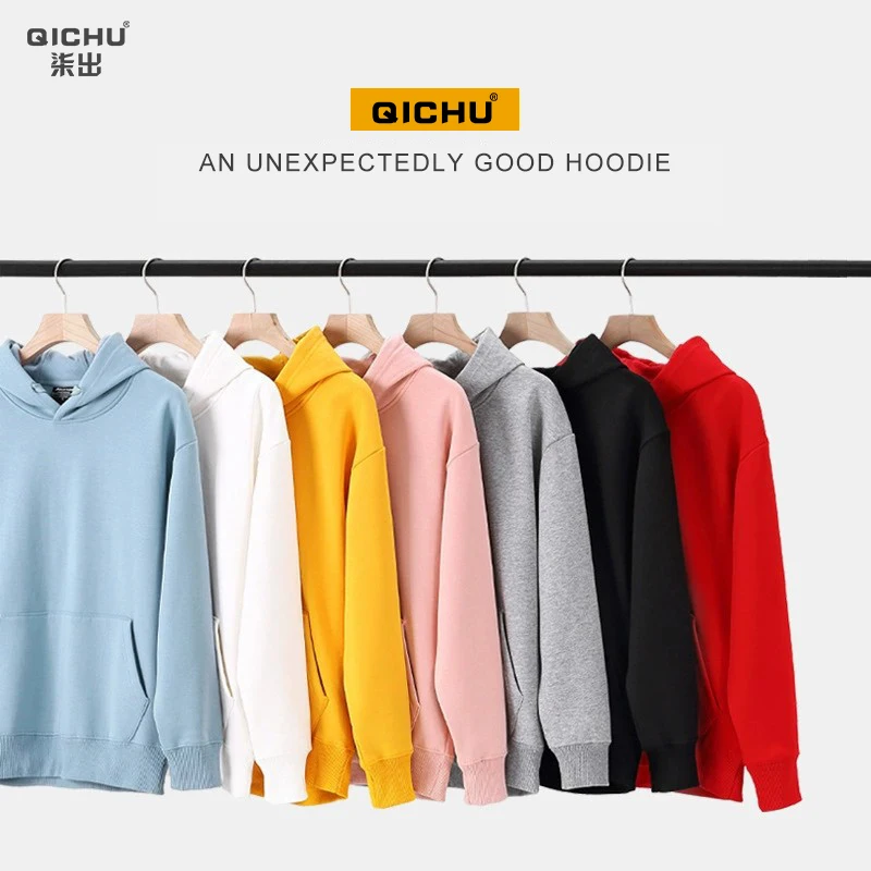 Autumn and winter New Men's Women's hoodie off shoulder Korean casual 430g fabric solid color fashion sports hoodie
