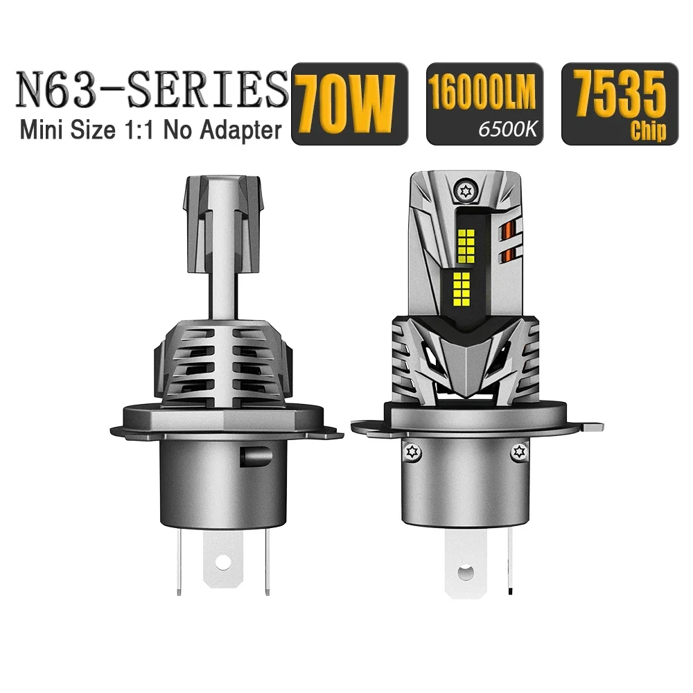 

NOVSIGHT Автомобильные светодиодные лампы для фар h4 H4 70 Вт 16000LM 6500K Простая установка без адаптера Мини1:1 12-18 В 7535 Чип 800% вверх