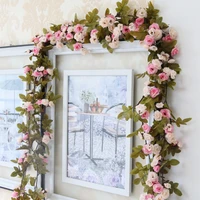 2 3 m imitation small rose vine decoration home doorway lintel wall hanging wedding wreath arch plastic artificial silk flower