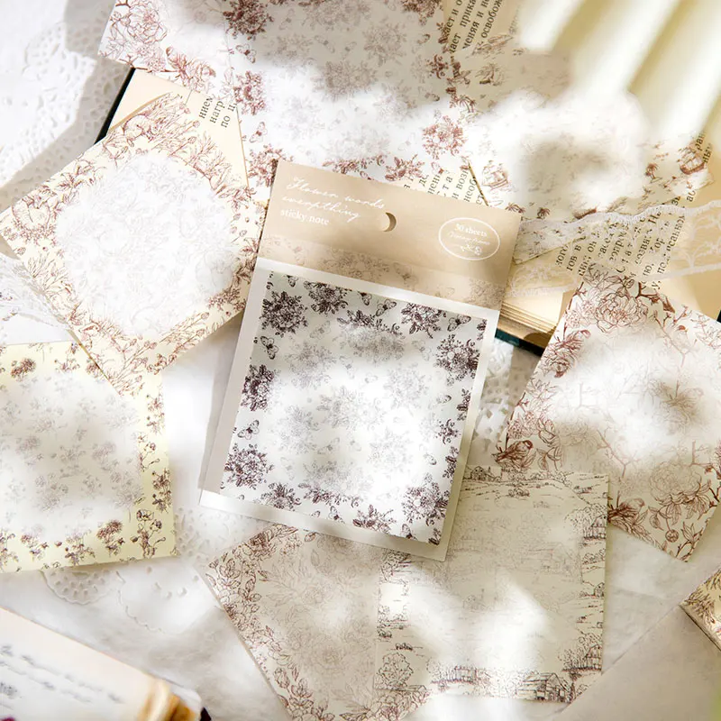 50 шт. печатные заметки цветы растения бордюры справочники материалы украшение на