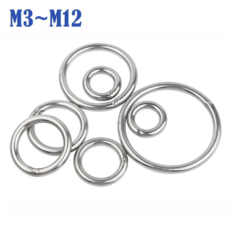 

M3-M12 Круглые кольца из нержавеющей стали 304 A2, сварное уплотнительное кольцо, железное кольцо, тянущее кольцо для домашних животных, рыболовная сеть, тянущее круглое кольцо, вешалка