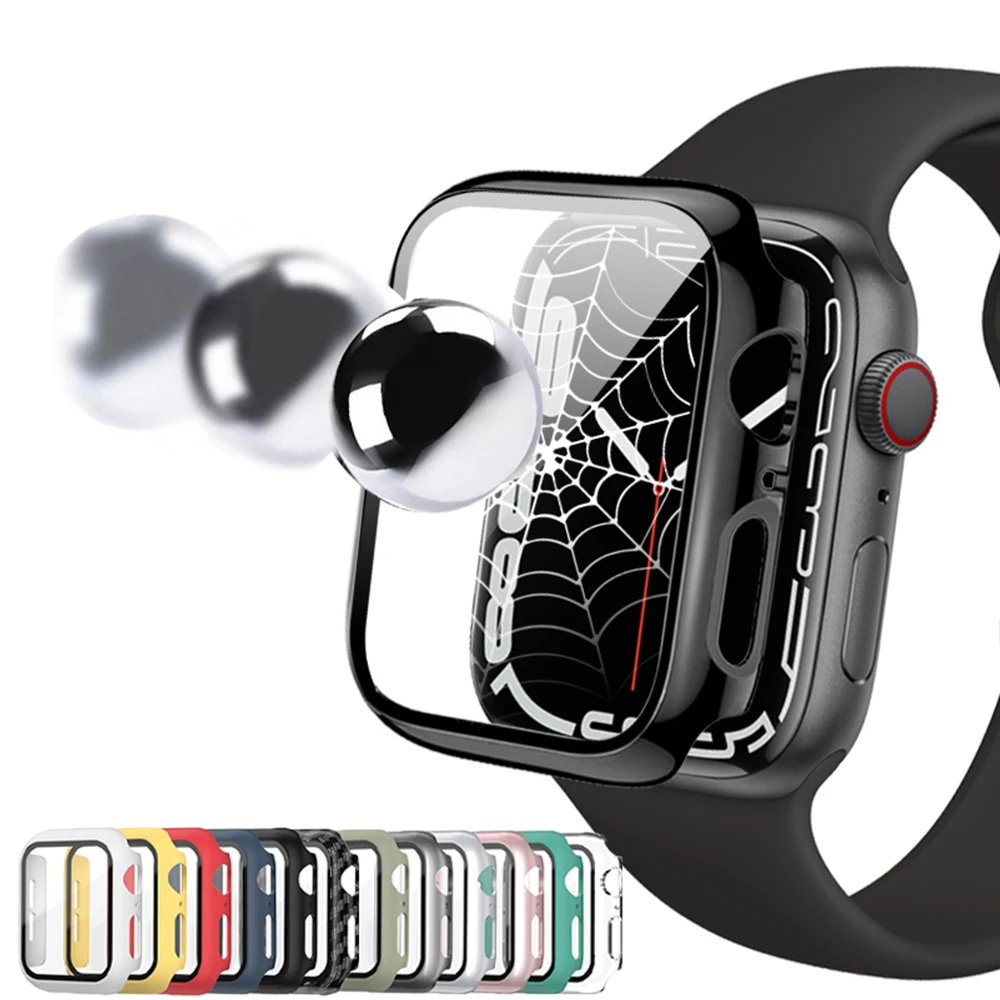 

Cover For Apple Watch Case 45mm 41mm 44mm 42mm 38mm accessories Screen Protector Tempered Glass iWatch series ultra 8 7 6 SE 5