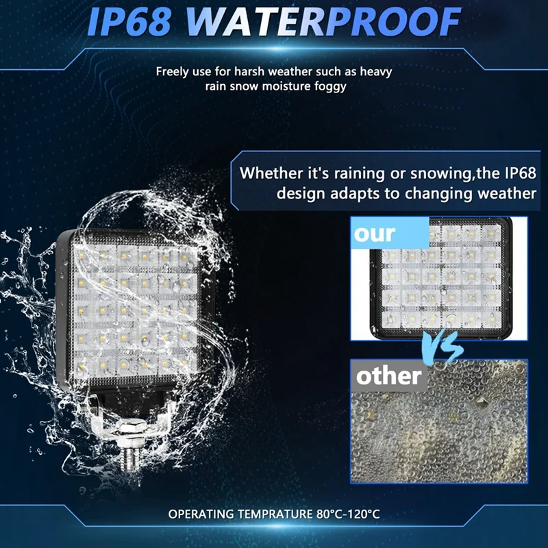 4-дюймовый квадратный семейный Рабочий набор 2 шт. 90 Вт прожекторных лампы для