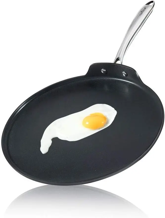 

Stove Top Crepe Pan| Great for Pancakes, Eggs PTFE/PFOA/PFOS Free 12" Hard-Anodized Non stick Grill & Griddle Pan - Dish