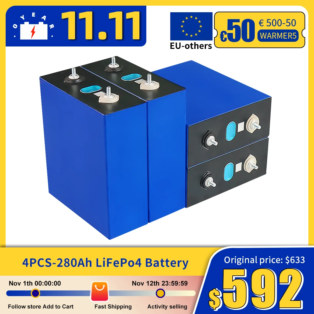 Tanie Klasa A 3.2V 280Ah Lifepo4 Bateria DIY 12V 24V 48V 280AH ładowalny Akumulator Do łodzi RV Wózek Golfowy Solar Storage System Cena Klasa A 3.2V 280Ah Lifepo4 Bateria DIY 12V 24V 48V 280AH ładowalny Akumulator Do łodzi RV Wózek Golfowy Solar Storage System